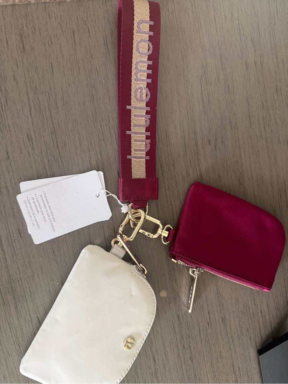 lululemon athletica Pink and Cream Wristlet Card & Key Set